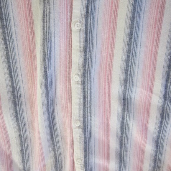 Cloth & Stone Dress M Stripe Button Down Raw Edge Hem - Picture 9 of 11
